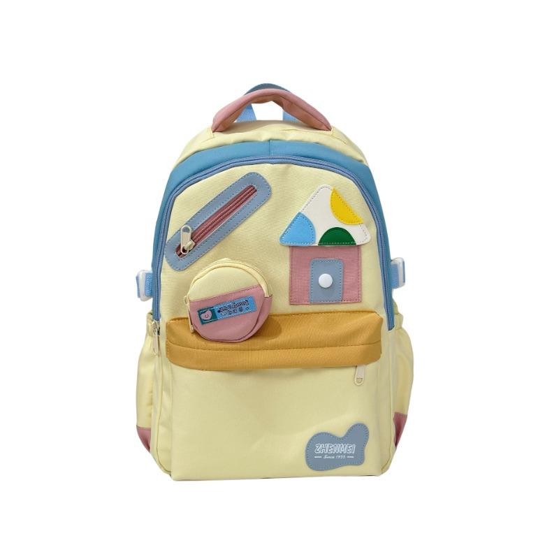 Schoolbag Girl High Value Backpack Girl Cute Junior High School Students Contrast Color Girl Heart Backpack.