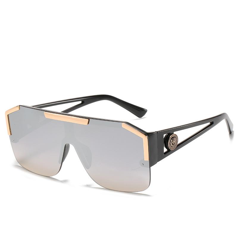 

Новые модные мужские солнцезащитные очки в цельной металлической большой оправе с полуоправой для женщин, футуристические ощущения, высококачественные персонализированные полые солнцезащитные очки