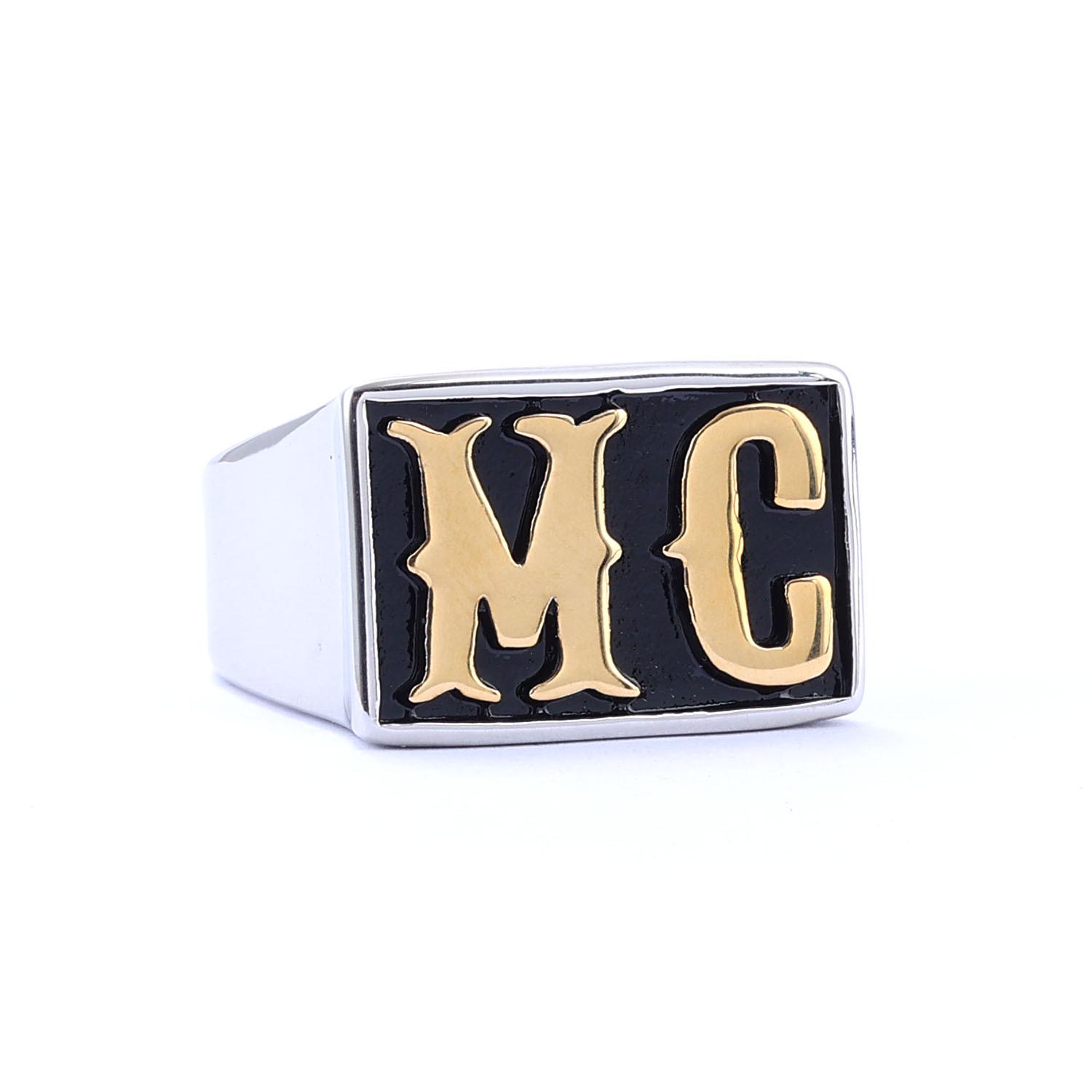 

Мужское кольцо байкера из нержавеющей стали с логотипом MC - Европейский и американский стиль Size 15