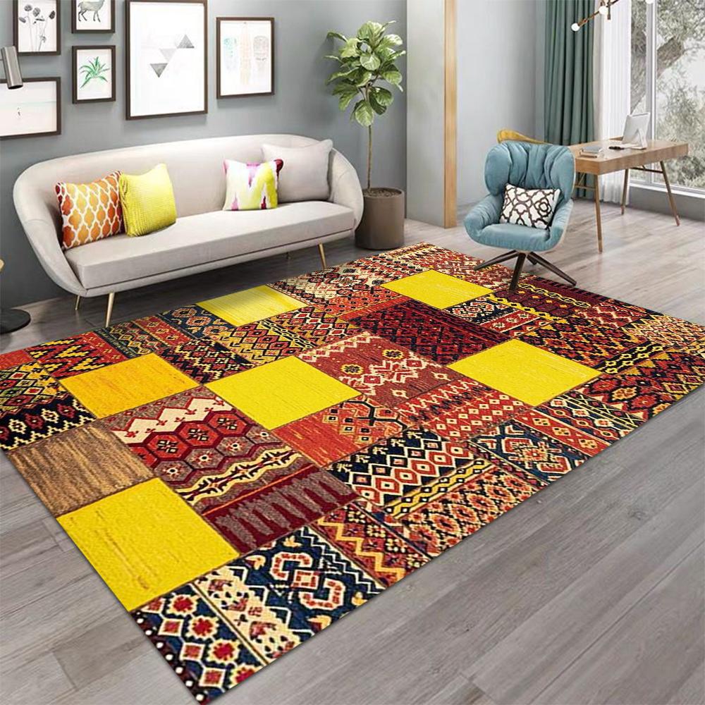 

Bohemian Carpet for Living Room Coffee Table, Vintage Ethnic Style Floor Mat for Home, American Country Bedroom Bedside Rug 40x60cm