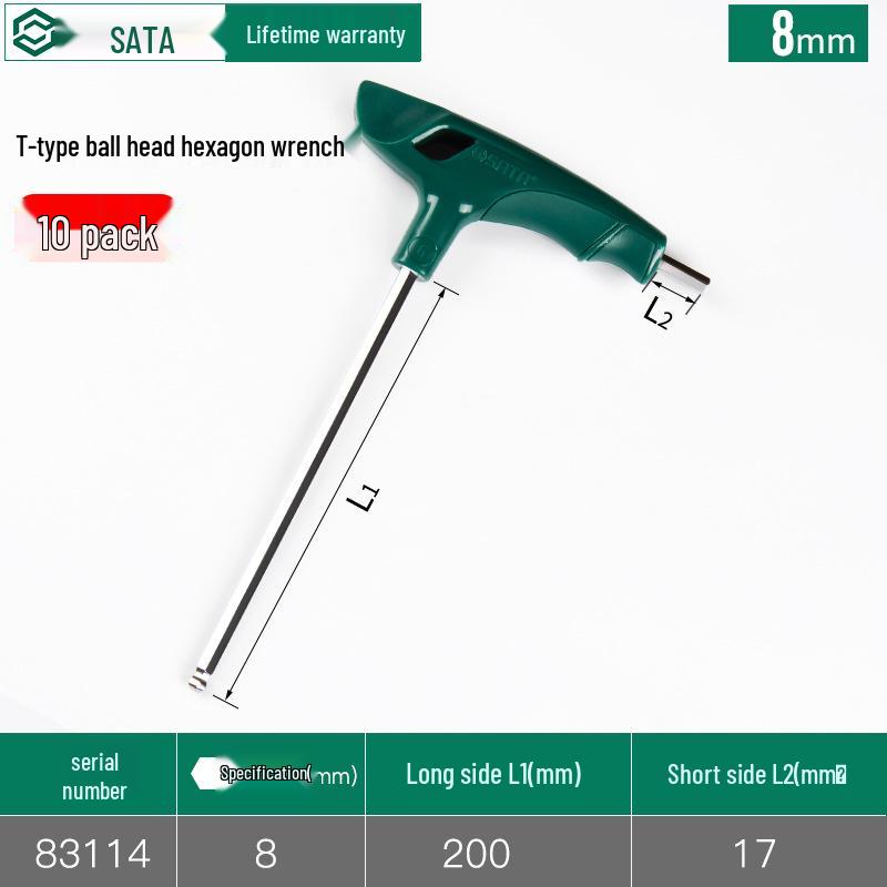 SATA T-Handle Ball End Hex Key Set, 2.5-10mm
