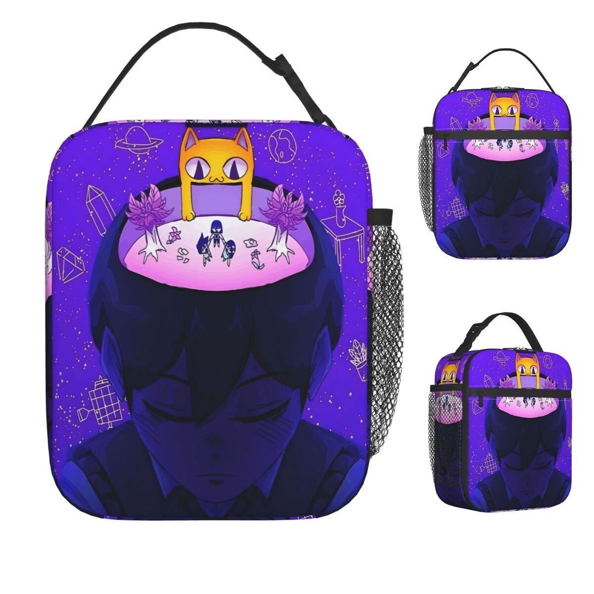 Anime Basil Sunny Omori Game Lunch Bag For Unisex Lunch Box Kawaii Cooler Bag Portable Zipper Oxford Thermal Tote Handbags One Size