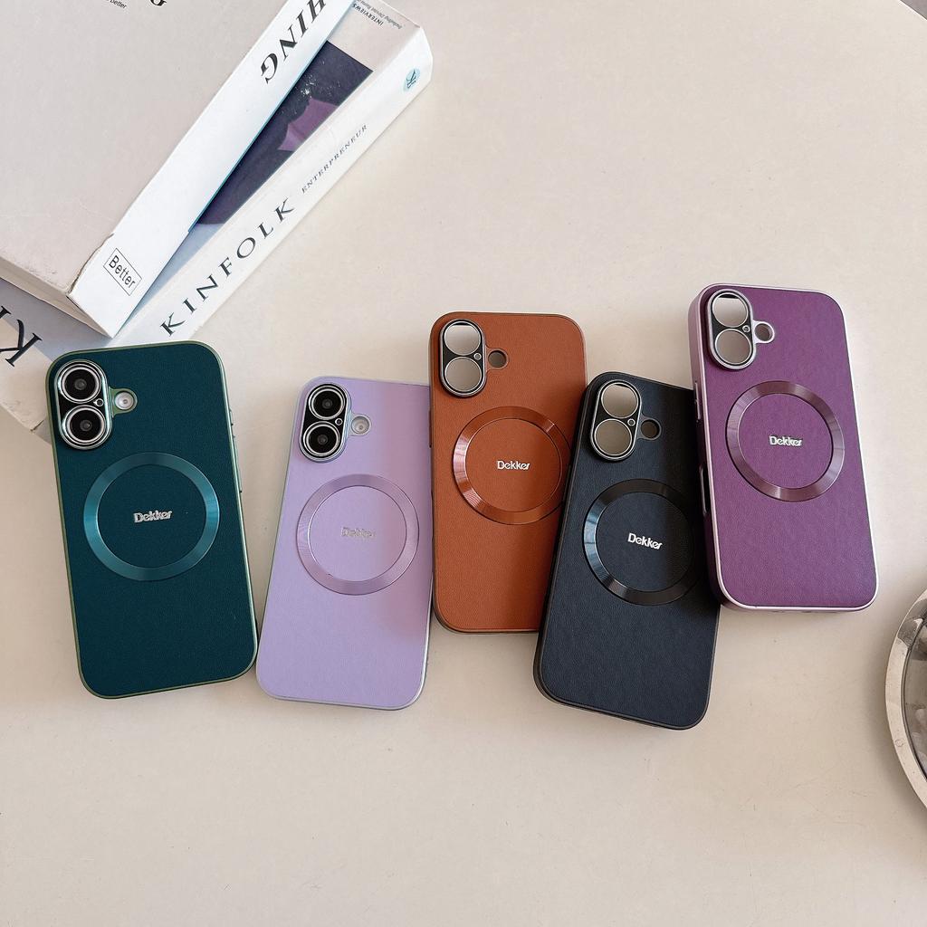 DEKKER For iPhone 16 Back Cover Compatible with MagSafe PU+TPU Phone Case - Purple