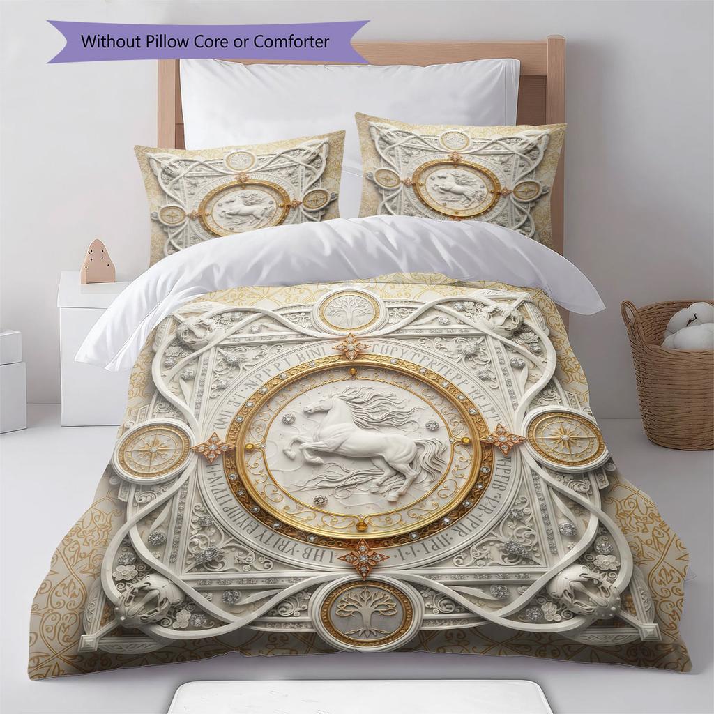 Embossedtotem Pattern Bedding Quilt Set Quilt Cover Pillowcase Home Decoration Birthday Gift (1 * duvet cover + 2 * pillowcase, without core)