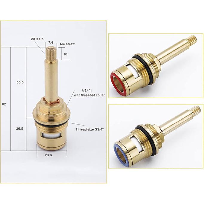 Replacement Ceramic Tap Cartridge, Brass Ceramic Stem Disc Cartridge Insert Faucet Valve Quarter TurnCeramic Tap Valves for Bathroom Kitchen Tap(Red)