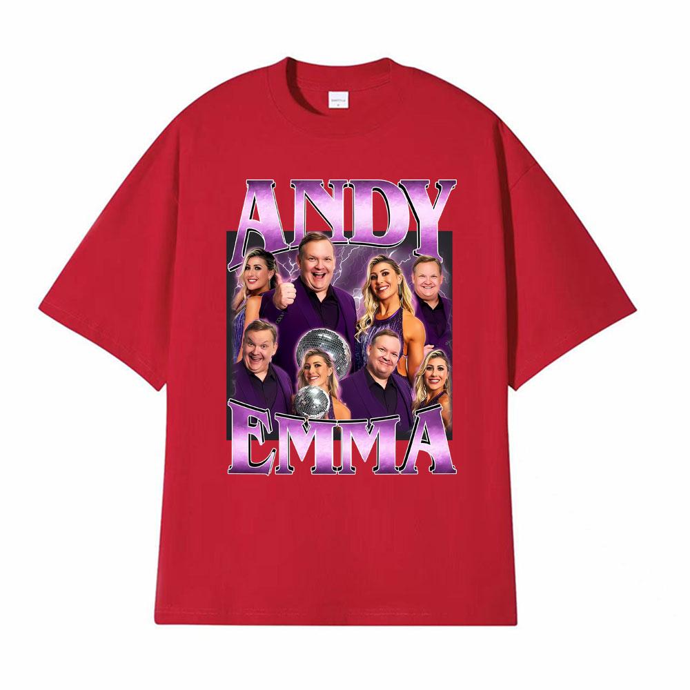 Retro Andy Emma DWTS Funny Dancing with The Stars Tshirt Fan Gift Men Women Clothing Fashion Cotton Short Sleeves Cozy T Shirts S
