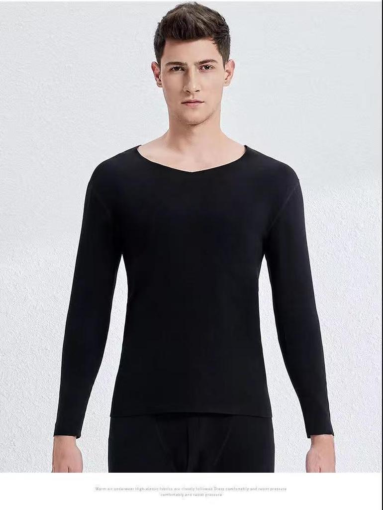 Men's Seamless V-Neck Warm Set - Autumn/Winter German Velvet Base Layer