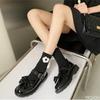 Fashion Black leather shoes for spring summer flat bottom shallow mouth soft sole comfortable simple versatile women's single shoes
