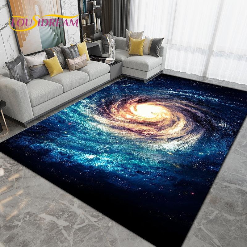 Galaxy Universe Space Stars Earth Area Rug Large,Carpet Rug for Living Room Bedroom Sofa Doormat Decoration,Non-slip Floor Mat