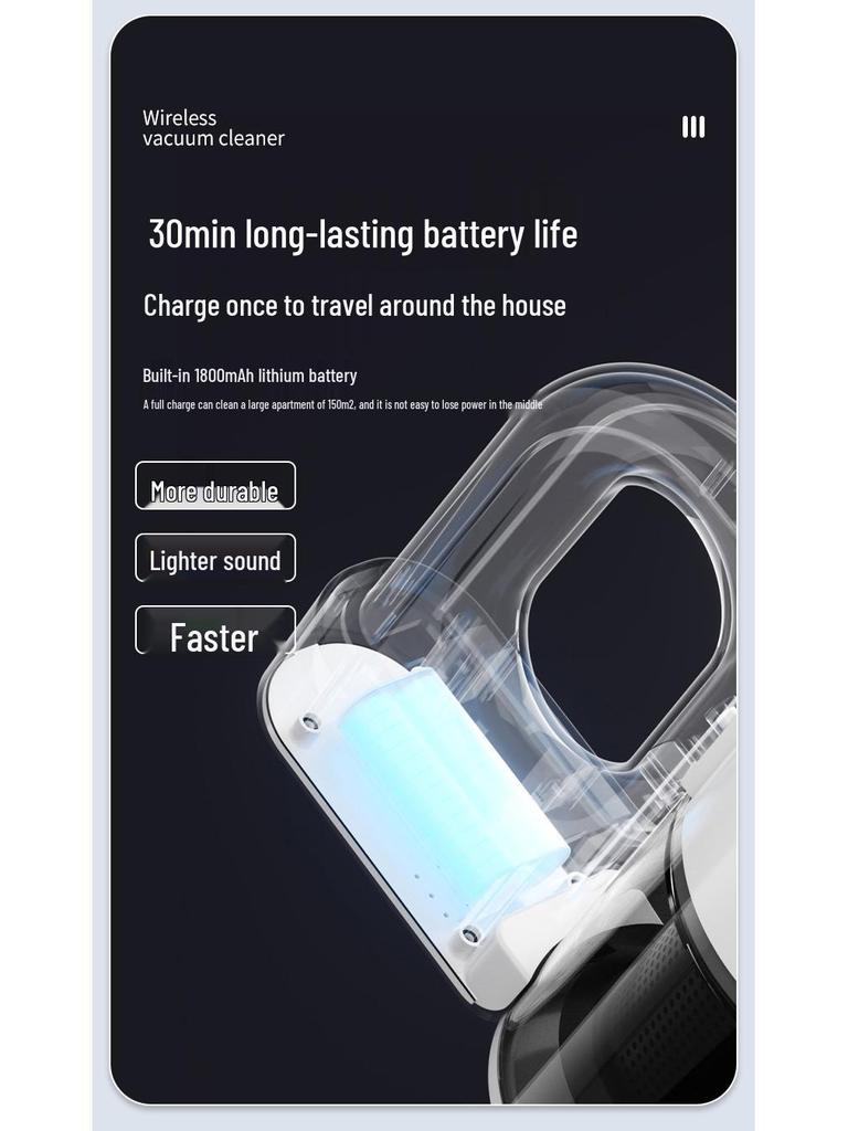 Portable Wireless Vacuum & Mop with Powerful Suction, Silent Operation & Carpet-Friendly Design