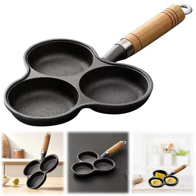3 Hole Cast Iron Omelet Pan Non-Stick Cooking Egg Ham Pan Breakfast Grill Cooking Pot Egg Frying Pan Pancake Pan