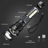 High Power XHP-50 LED Flashlight Waterproof USB Rechargeable Built In Battery Zoom With Side Light For Outdoor Camping Hiking