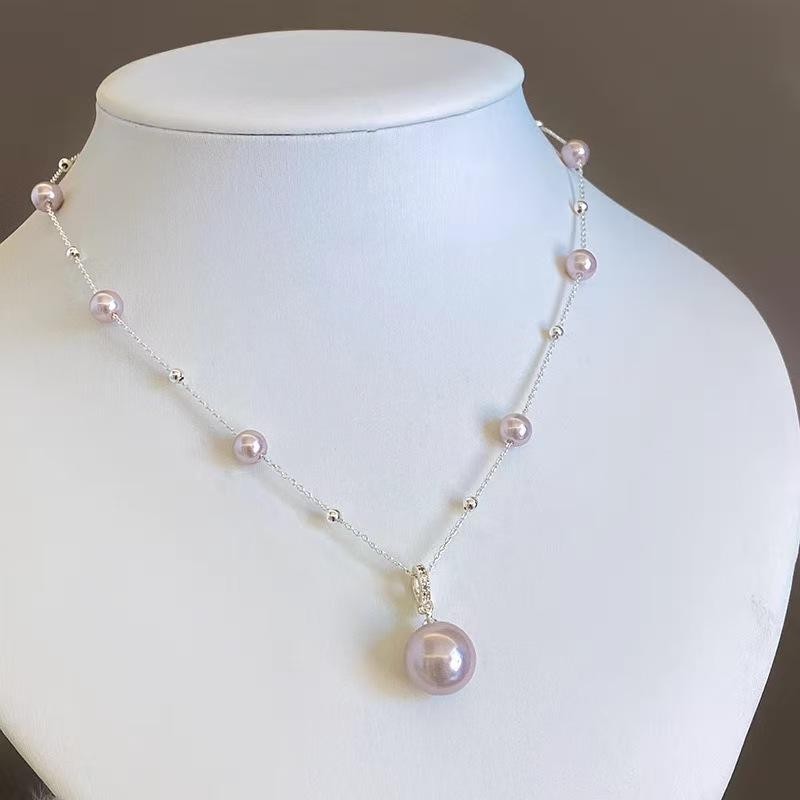 Vintage Rose Pearl Pendant Necklace Fashionable Versatile Women'S Copper Inlaid Zircon Jewelry