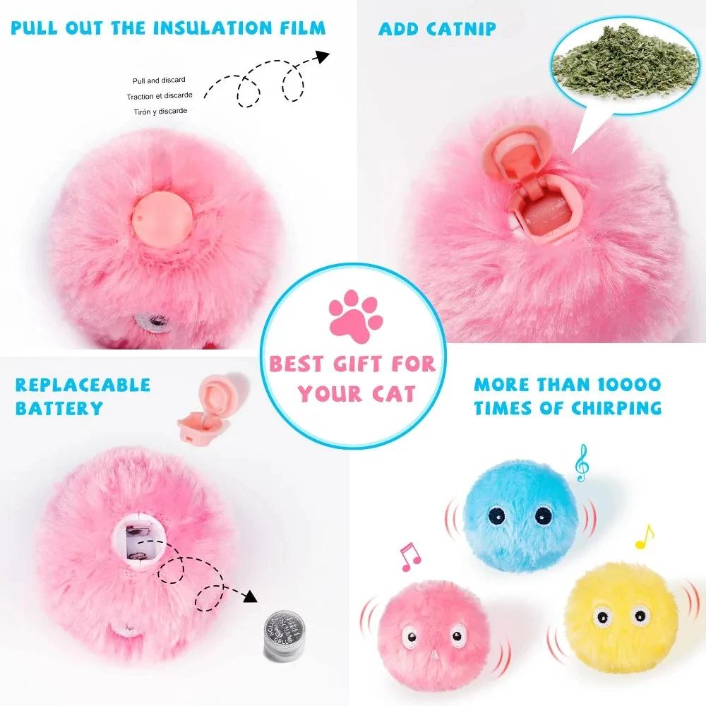 Jouets Intelligents pour Chat Balle Interactive Peluche Électrique Cataire Jouet d'Entraînement Chaton Tactile Sonore Produit pour Animaux de Compagnie Balle Jouet Squeaky