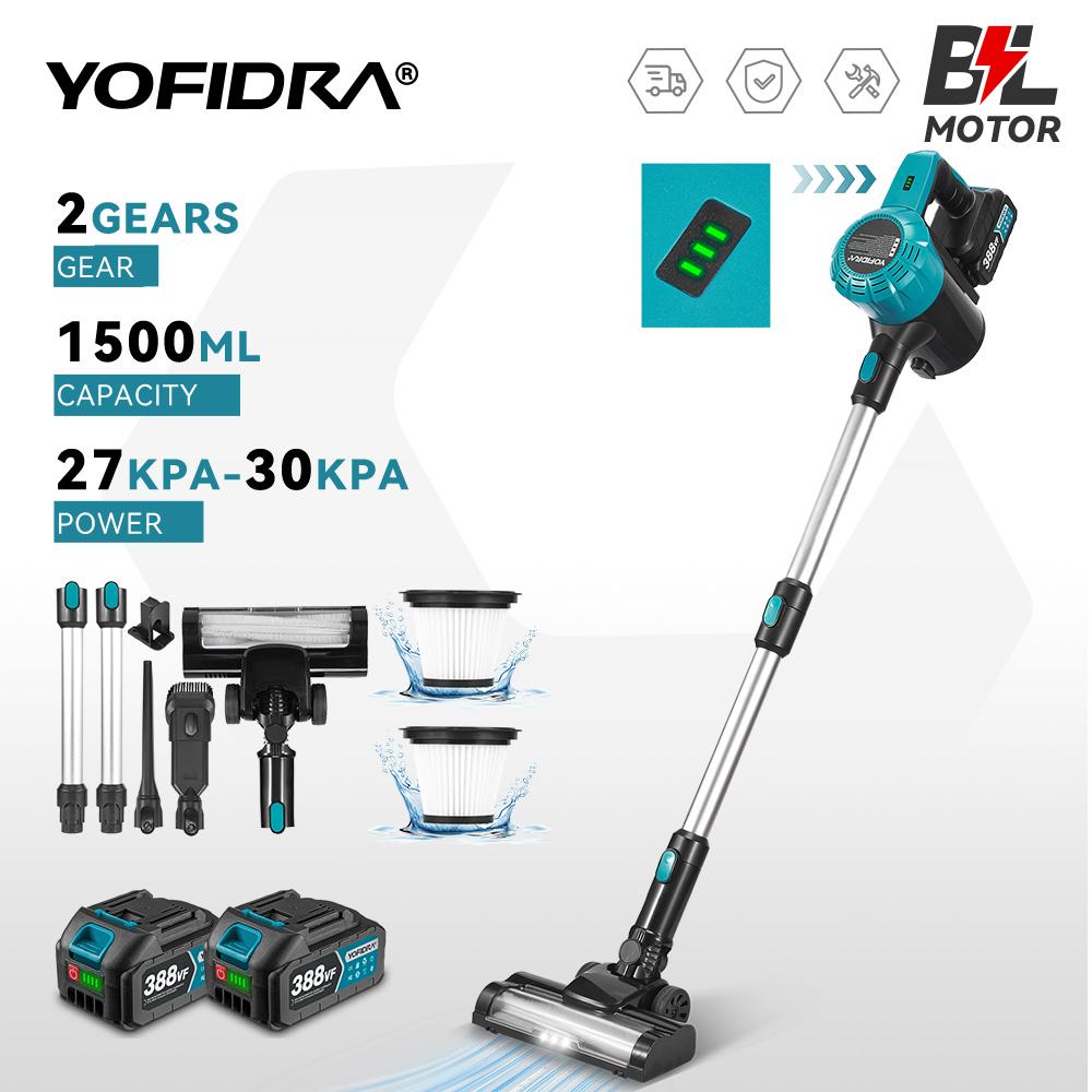 Yofidra 1800W Bürstenloser Staubsauger 30KPa 1,5L Tragbar Leistungsstarke Saugkraft Haushaltsreinigungswerkzeuge Für Makita 18V Akku Pin