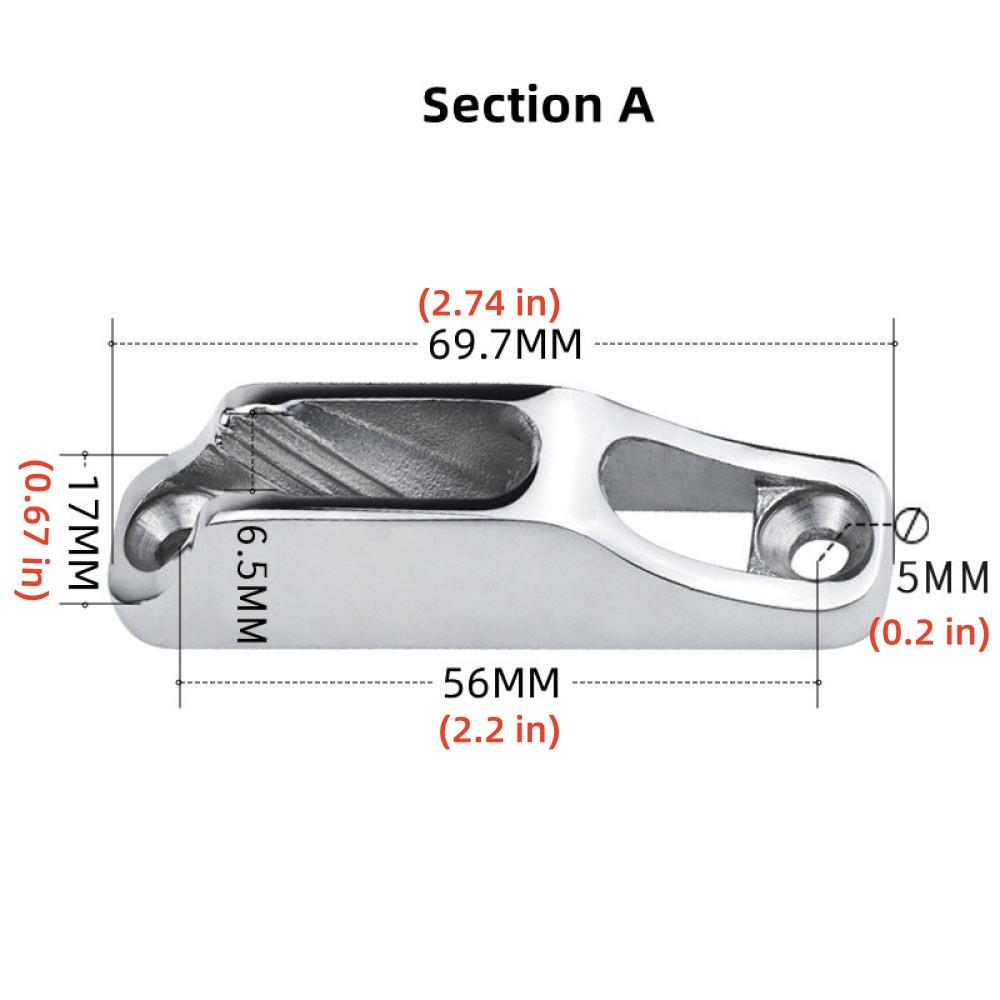 Námořní lano Svorka mušle, 18 X 82mm Námořní třída 316 Nerezová ocel Svorka mušle Pro lano 3 až 6mm Hardware lanové svorky Námořní Kajakové příslušenství