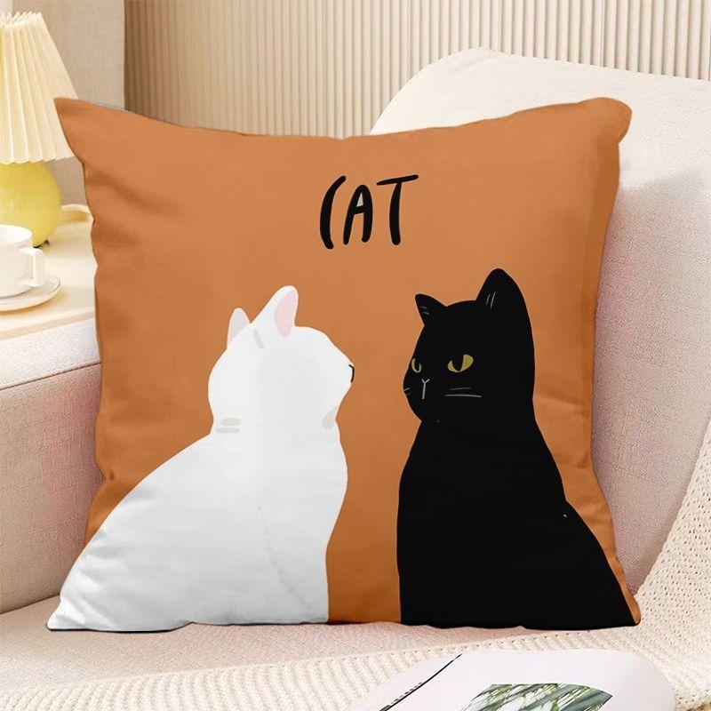 Bedroom Living Room Square Cushion Pillowcase Orange Simple Print Decorative Pillowcase