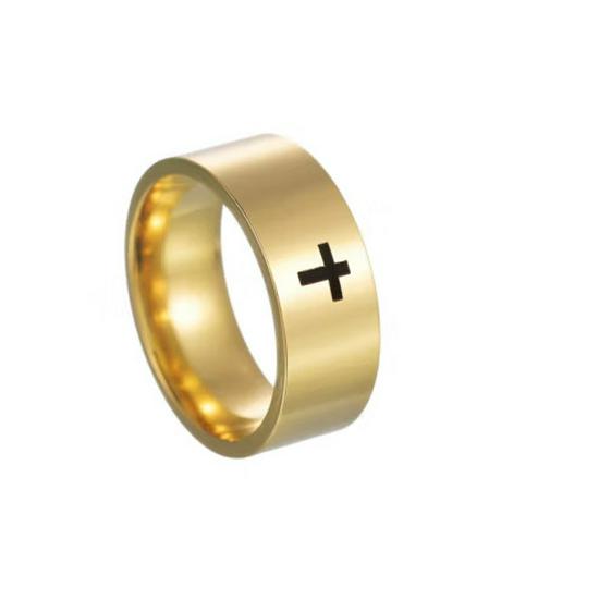 2024 European & American 6mm/8mm Titanium Steel Unisex Cross Ring – Durable, Non-Fading