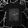 Heart Spider Web Themed Design Tshirt Gothic Style Womens Casual Loosefitting Short Sleeves Spider Print Fashion Black Tee
