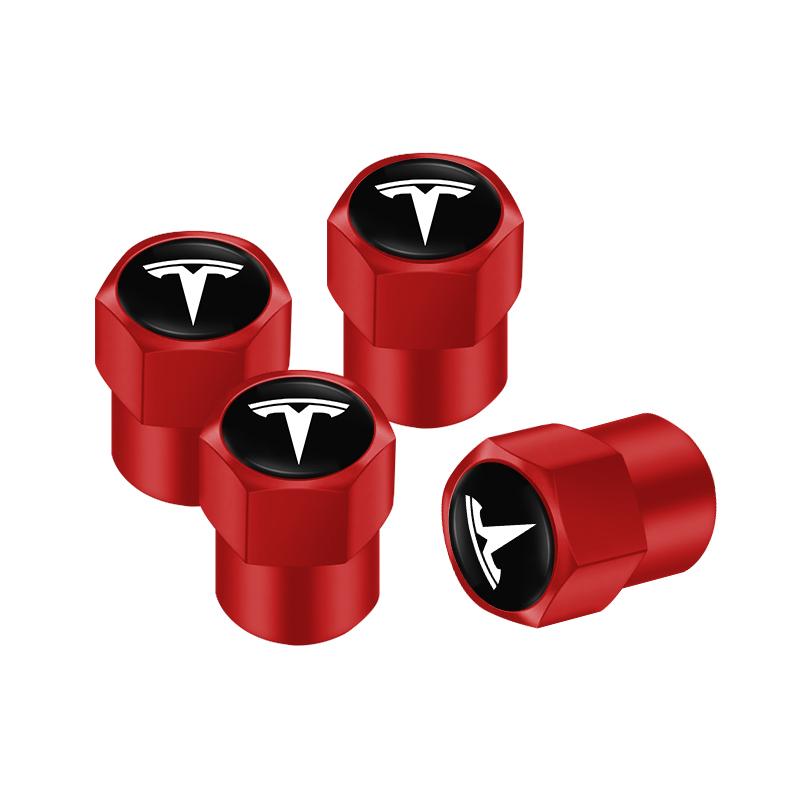 AAAIJ1 4Pcs Aluminum Alloy Car Tire Valve Cap Dust Cover Accessories For Tesla Model 3 Model S Model X Model Y Cybertruck Roadster