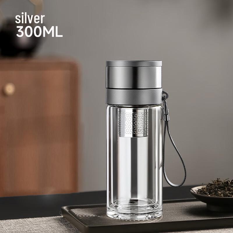 SX Tea Infuser Double-Layer Glass Travel Mug