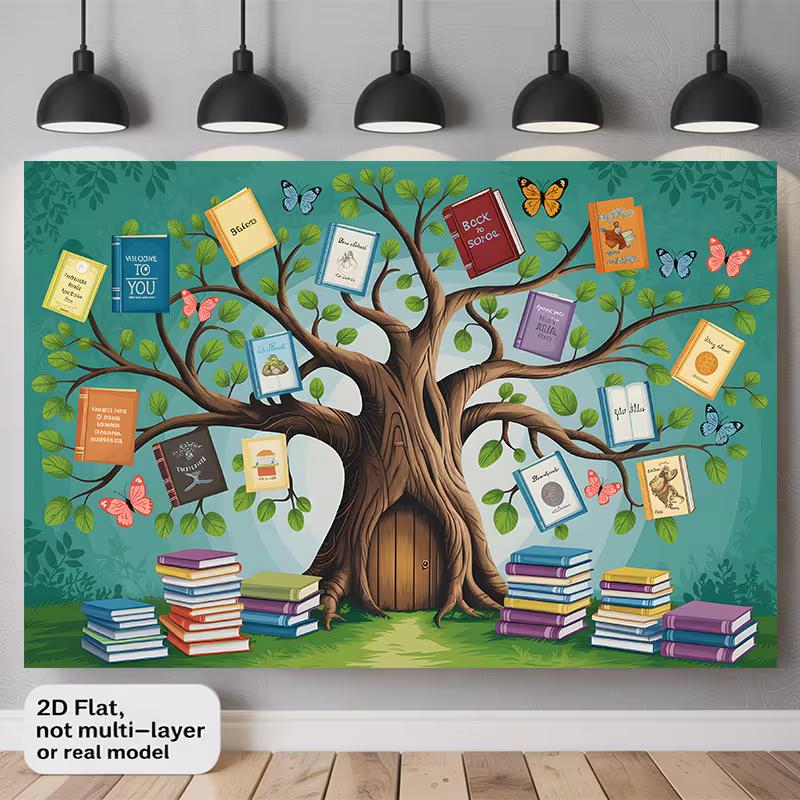 Book Tree Photo Booth Backdrop, School Reading Week & Library Party Decor