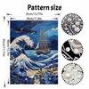 Pearl Painting Handmade DIY 5D Pearl Ocean Wave Sailing Ship Flower Pattern Decorative Hanging Painting