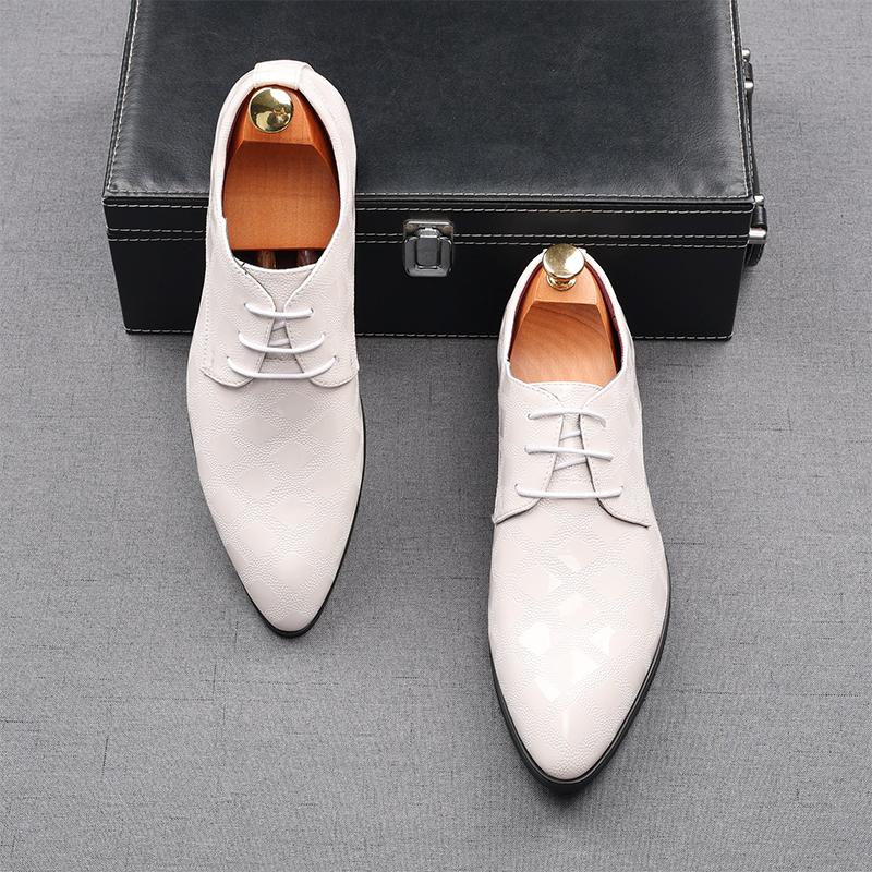 Fashion Luxury Designer Men Charm Pointed Toe Lace Up Casual Shoes Male Flats Homecoming Wedding Dress Prom Zapatillas Hombre