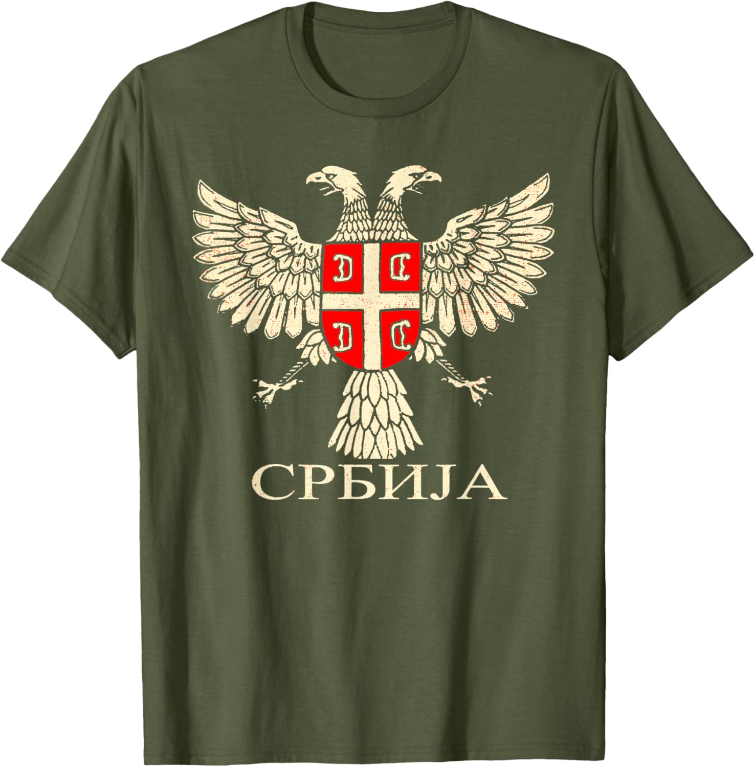 Сербия Srbija Сербский орел Флаг CCCC Кириллическая футболка Короткая S