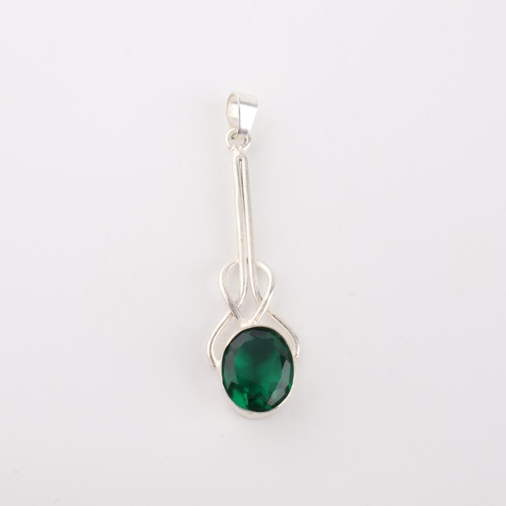 Chrome Diopside Gemstone 925 Sterling Silver Boho Jewelry Handmade Pendant 1.79" PP-60-9