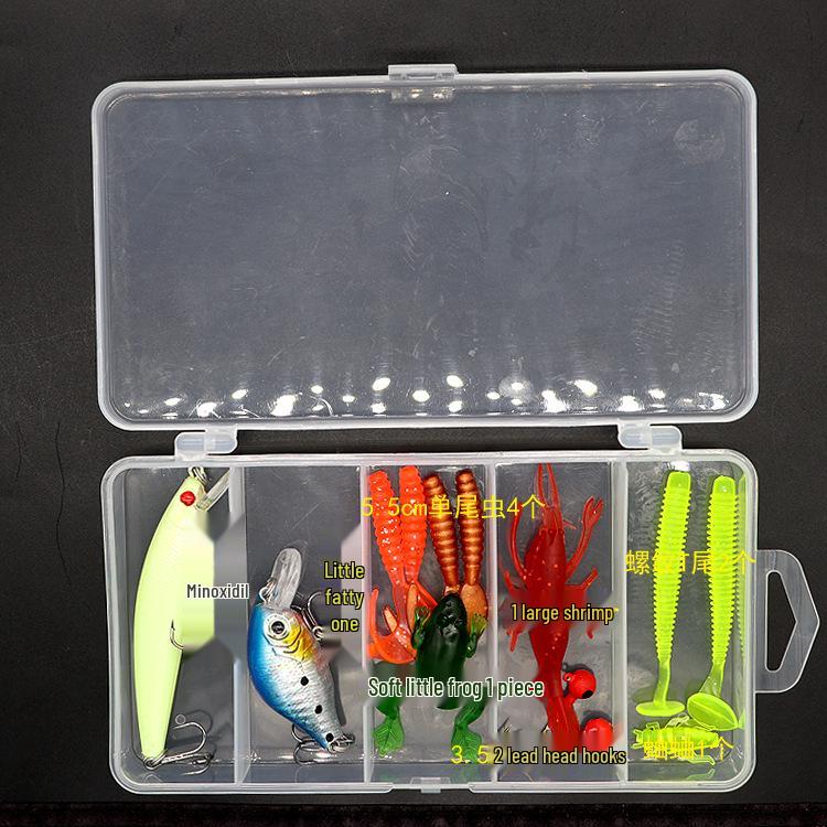 Lure Spinner & Soft Bait Thunder Frog Minnow Hook Combo Set In Box