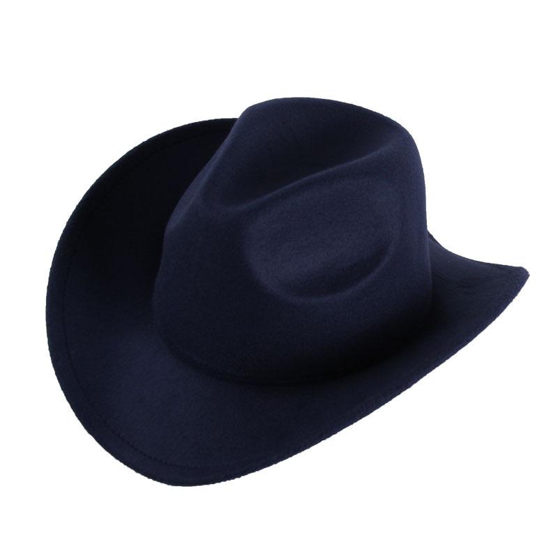 Western Denim Crimped Hat Retro Woolen Jazz Hat Felt Top Hat For Men And Women