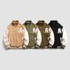 Lamb Fleece Baseball Jacket Men's New Autumn and Winter Warm Trendy Letter Embroidery Loose Casual Stand Collar Cotton Jacket