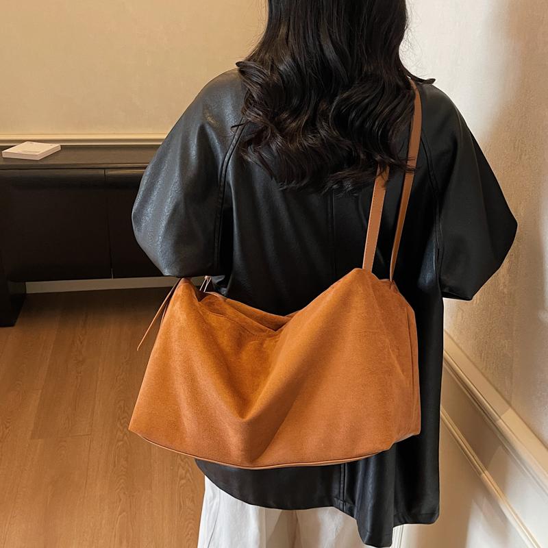 Tote Bag Large Capacity Suede Pillow Bag Women's Shoulder Crossbody Bag