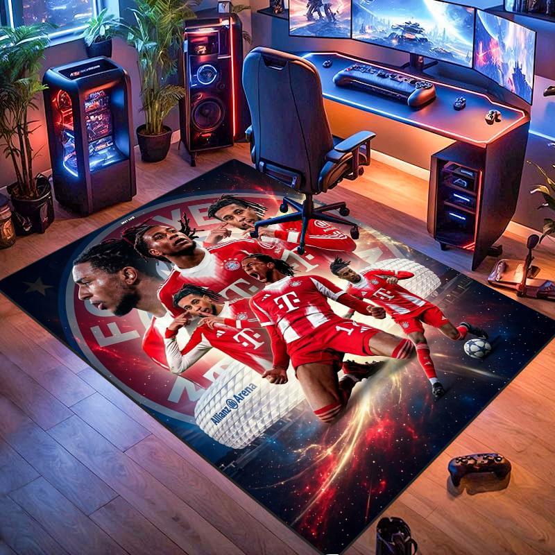 Michael Olise Bayern Munich Team Football Area Rug, Non Slip Floor Mat for Living Room Game Room Soccer Fan Decor