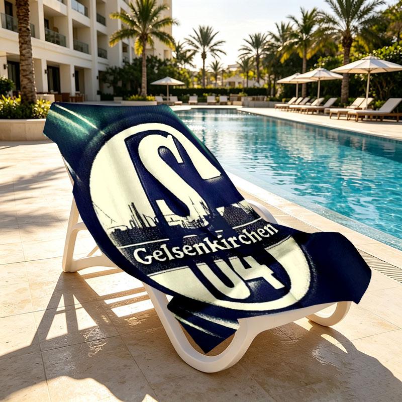 FC Schalke 04 Print Beach Towel Design, Soft, Lightweight. for Home Bathroom, Spa, Pool, Yoga, Surfing, Camping, Gift for Family, Friend