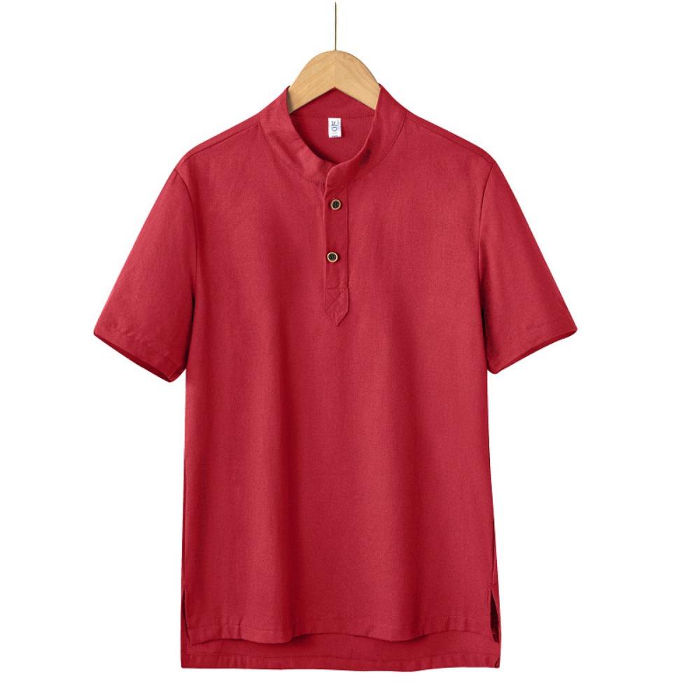 2025 Summer New Men's Short-sleeved Shirt Fashion Casual Loose Comfortable Solid Color Cardigan Lapel Beach Men's Short-sleeved Shirt