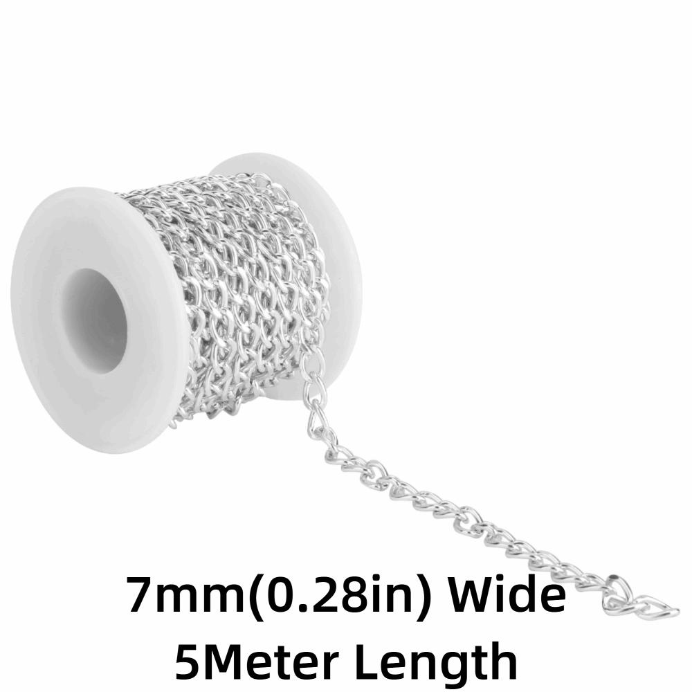 DIY Handmade Accessories Silver Aluminium Chain 7mm Wide Aluminum DIY Accessories 5Meter Twisted Links Chain DIY Crafts