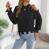 Damen Lässiger Pullover mit Off-Shoulder und Langen Ärmeln