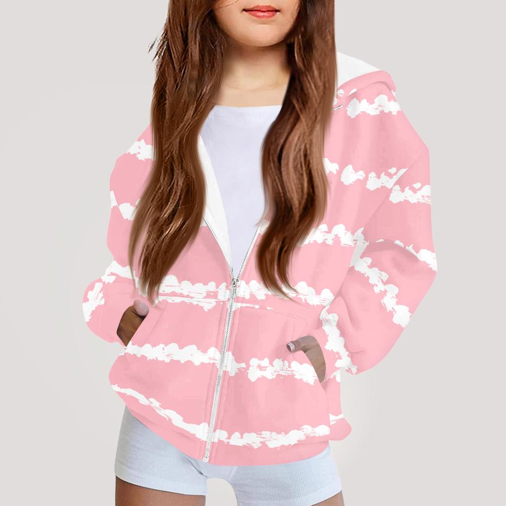 Children's Fashion Printed Long Sleeved Hooded Sweatshirt Girls' Hoodie Jacket