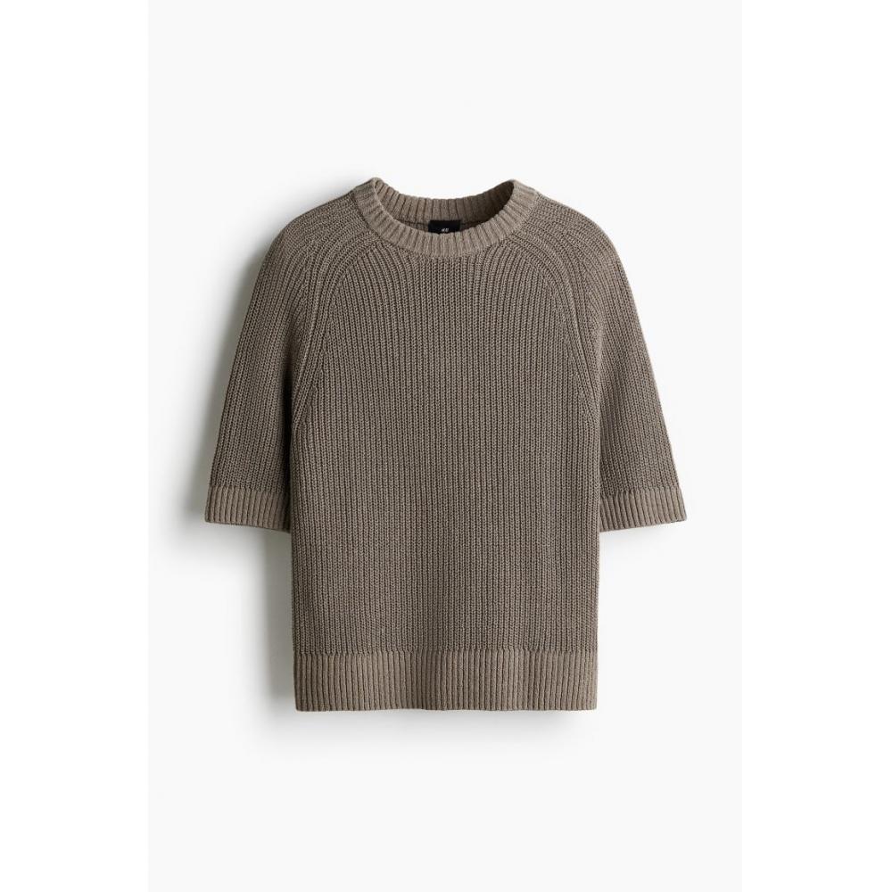 H M sHort Sleeve Sweater Regular Fit Dark Grey
