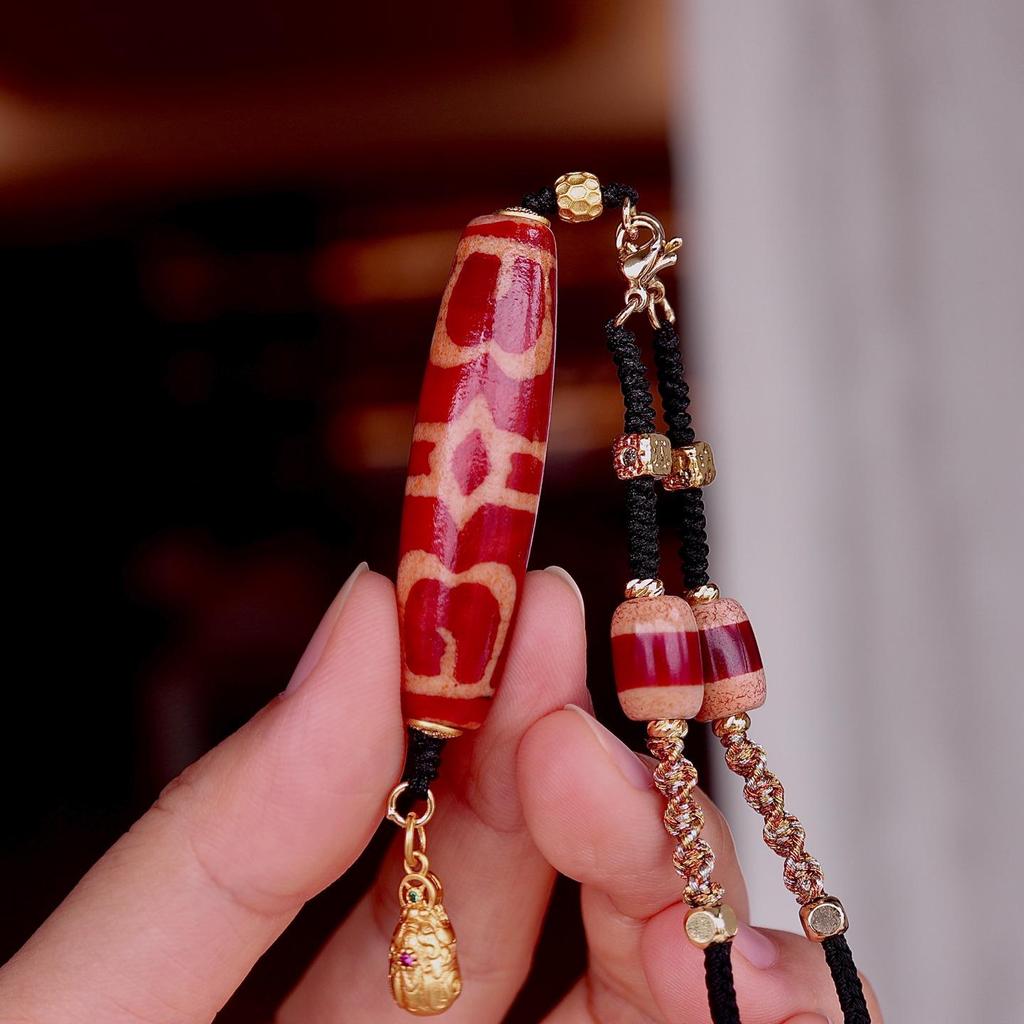 Tibetan Cultural Necklace: Agate Seven-Eyed and Five-Eyed Dzi Beads