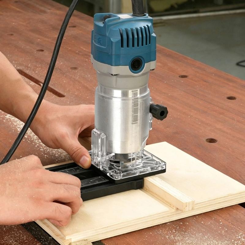 Guide Roller Slotting Attachment with Clear Base and Metal Body for Grooving Work, Guided Contact, Workshop Use, and Trim Work Support
