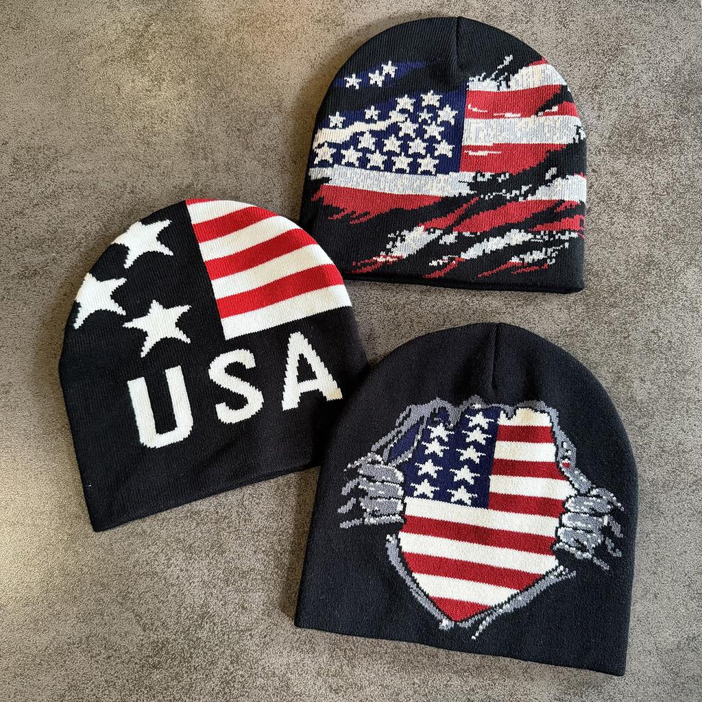 USA Flagge Strickmütze mit Wärme für Winter Outdoor Schneesport Männer Frauen
