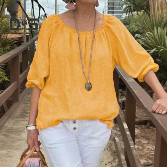 Damer Topper Rund Hals Halv Erm Løs Passform Casual Topper Ensfarget Pustende Lett T-skjorte