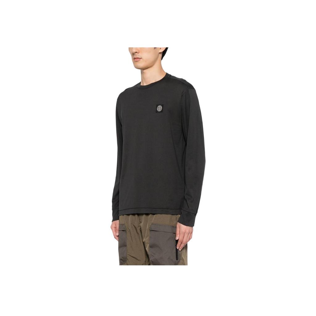STONE ISLAND FW24 Logo Crew Neck Knit Long Sleeve Sweatshirt Men Sweatshirt Black 811522713-A0029