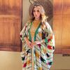 AB198 Women's Striped Batwing Sleeve Muslim Vest & Abaya Dress Set