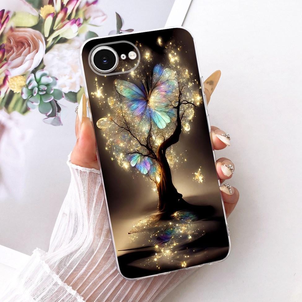 Transparent Cover For iPhone 16e Case Cute Kawaii Fashion Butterfly Funny Painted Casing A3212 A3409 A3410 A3408
