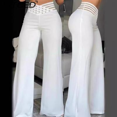 Pantalones y capris con estampado de color sólido informal a la moda para mujer