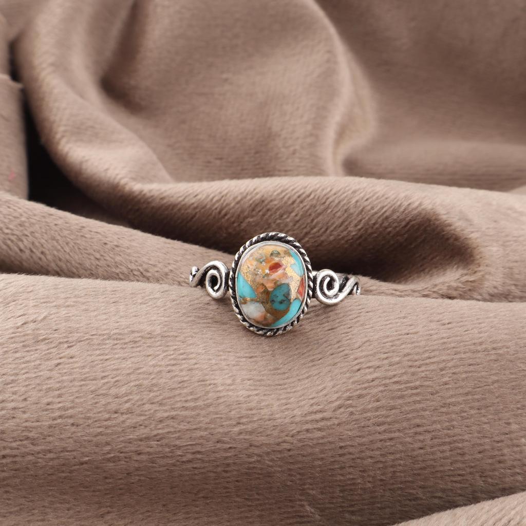 Spiny Oyster Handmade Gemstone Ring, 925 Solid Sterling Silver Ring Designer Jewelry, For Anniversary Gift